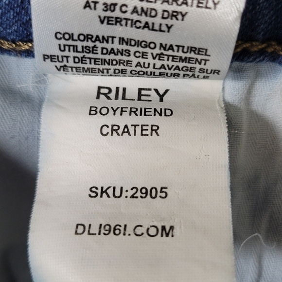 DL1961 Riley Boyfriend Jeans Size 27 30X29 Blue Distressed Mid Rise Stretch - Picture 10 of 15